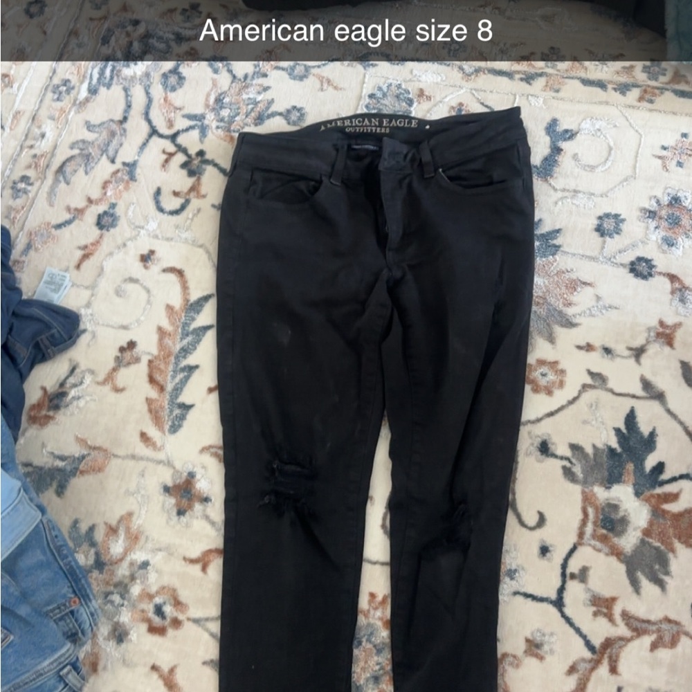 American Eagle Black Distressed Jeans